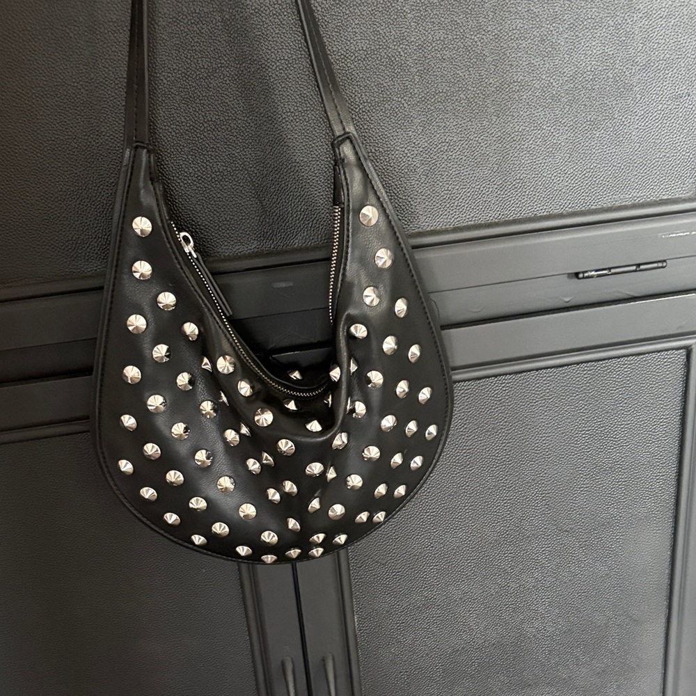 Mango silver studded shoulder bag